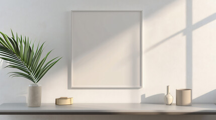 blank frame mock up on wall isolated