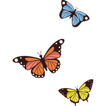 Flat Butterflies Flying Illustration