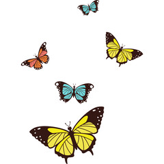 Flat Butterflies Flying Illustration