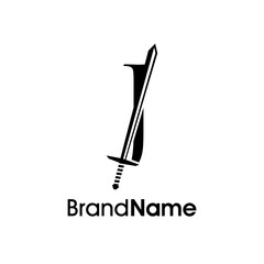 Luxury Initial J Sword Logo