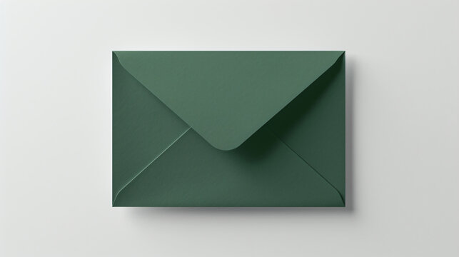Overhead photo of green envelope isolated on the grey background