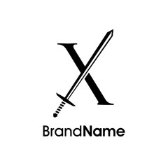 Luxury Initial X Sword Logo