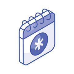 Medical sign on calendar depicting concept isometric icon of medical appointment, doctor appointment
