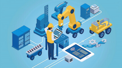 Obraz premium Isometric 3D render of a business city with buildings, factories, and urban architecture