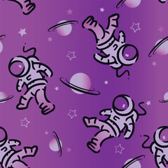 seamless vector pattern Astronaut designed for boys' textiles
