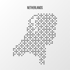 Dotted Map of Netherlands Vector Illustration. Modern halftone region isolated white background