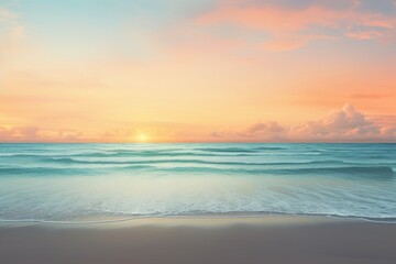 Fototapeta na wymiar A serene beach sunset scene with text space over the horizon