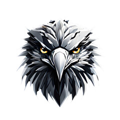 Silver Eagle head vector logo isolated with transparent background. Symbol of strength and power