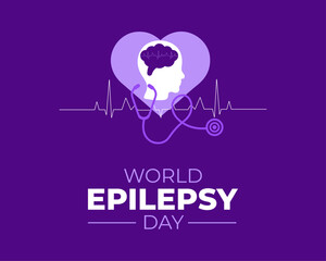 Purple Day of Epilepsy. 26 March.  Holiday concept. World Epilepsy day banner, poster and card. Vector illustration.