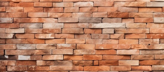 Fototapeta premium A brown brick wall is shown with white bricks in a sunlight-filled setting, providing a striking contrast in colors and textures.