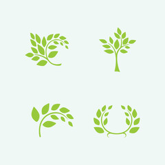 leaf logo design vector for nature symbol template editable,Green leaf logo ecology nature element vector icon. - obrazy, fototapety, plakaty