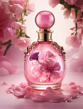 bottle of perfume with rose