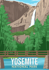 yosemite waterfalls and bridge unites state
