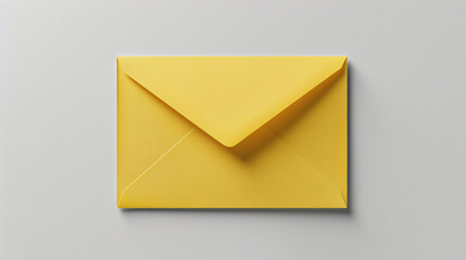 Overhead photo of bright yellow envelope isolated on the grey background