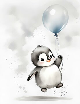 penguin with balloon