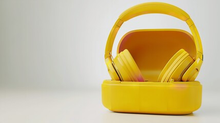 Wireless Bluetooth Headphones in Yellow Case