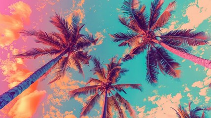 Coconut palm trees - Tropical summer breeze holiday, Color fun tone