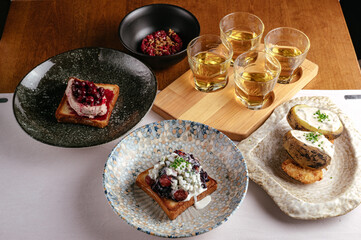 several dishes on the table in the restaurant