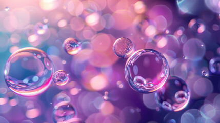 Purple colored oil bubble background. Closeup view. - obrazy, fototapety, plakaty