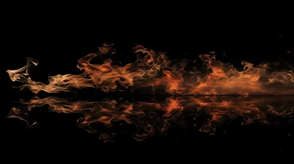 Keuken spatwand met foto flames of fire on a black background © Technical786