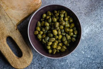 Fermented capers in the bowl
