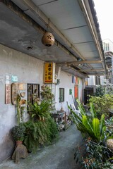 Jiufen, Taiwan, 13 february 2024. Walking in the streets of Jiufen with the typical taiwanese homes.