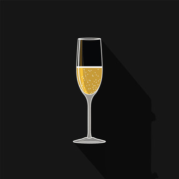 Champagne glass flat-style icon. High quality.