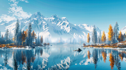 Majestic Lake and Mountain Landscape, Tranquil Nature and Reflective Water, Scenic Travel and Tourism View, Beautiful Outdoor Adventure and Sky