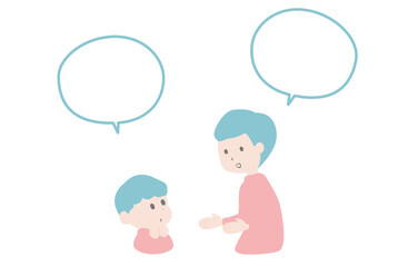 会話をする男性と子どものイラスト