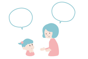 会話をする女性と子どものイラスト