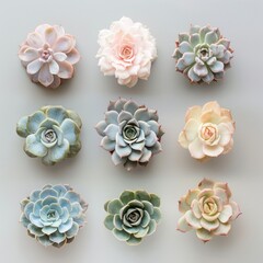 Various succulent species in soft hues