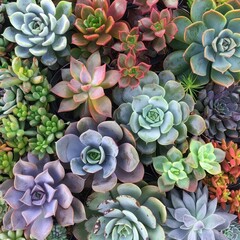 Various succulent species in soft hues