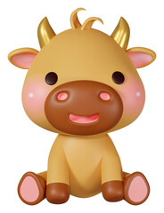 Naklejka premium 3D rendering illustration, cute ox among zodiac signs
