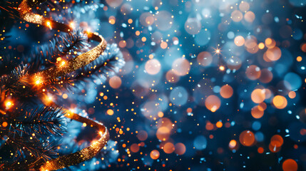 Festive Winter and Christmas Scene, Decorative Holiday Lights, Merry Celebration and Seasonal Joy