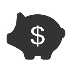 piggy money bank icon. flat design black pictogram on white background