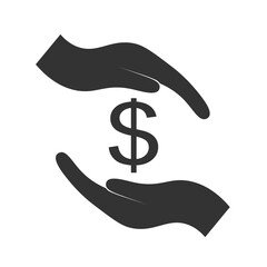 save money icon, salary money, invest finance, hand holding dollar