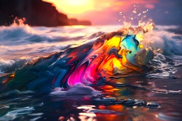 sunrise over the rainbow color waves