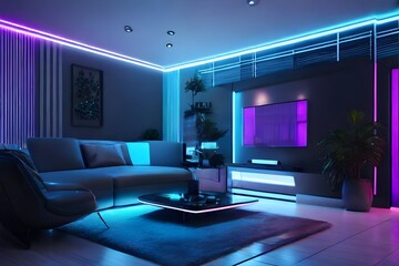 Modern and luxury smart house interior living room