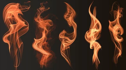Fototapete Rund Set of fire flames elements on transparent background © Technical786