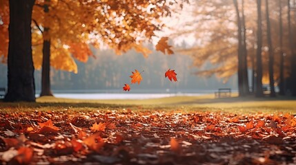 Vibrant Autumn Scene: Colorful Foliage in Park, Canon RF 50mm f/1.2L USM Capture