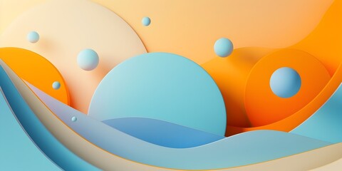 Abstract 3D Wavy Background with Light Orange and Blue