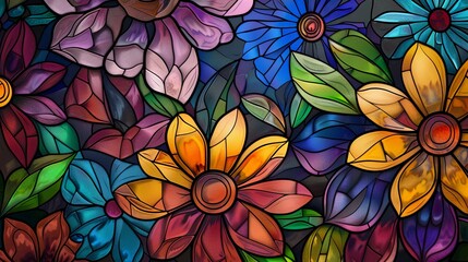 Fototapeta na wymiar colorful flower-stained glass