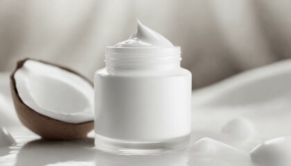 Fototapeta na wymiar Cosmetic container containing white cream. mockup