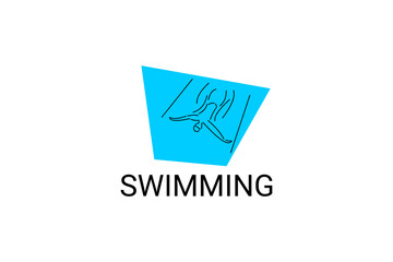 swimming sport vector line icon. An athlete is taking part in a swimming competition, sport pictogram, vector illustration.