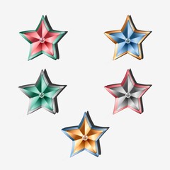 Dubble tone multicolor Stars : Multicolor stars decorated with glass stone.White background.