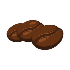Vector illustration of single or set coffee bean roast in cartoon flat style. Brown coffee bean roasted illustration for menu, advertising element, etc. Agricultural healthy product. Robusta, arabica