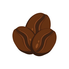 Vector illustration of single or set coffee bean roast in cartoon flat style. Brown coffee bean roasted illustration for menu, advertising element, etc. Agricultural healthy product. Robusta, arabica