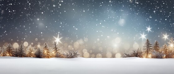 Fototapeta na wymiar Winter Wonderland: Festive Christmas Scene with Snow, Bokeh, and Copy Space | Canon RF 50mm f/1.2L USM