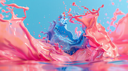 3d render of a vibrant splash of paint frozen in time