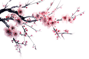 Blossom Painting On Transparent Background.